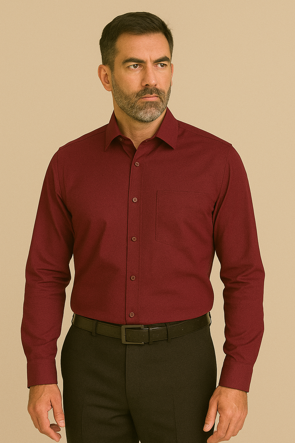 Linen Maroon Plain Formal Shirt ,Pure Cotton