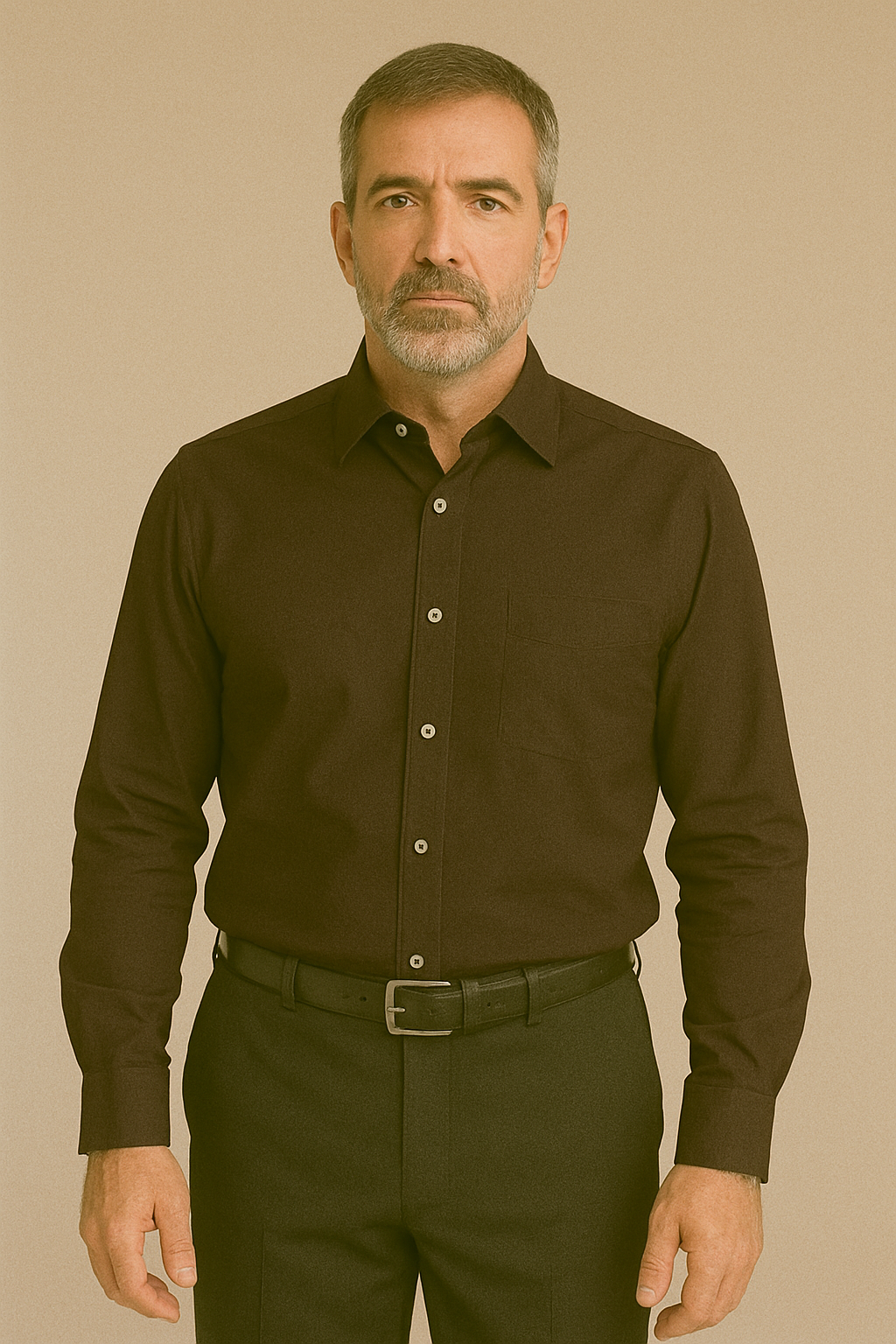 Linen Dark Coffee Plain Formal Shirt ,Pure Cotton