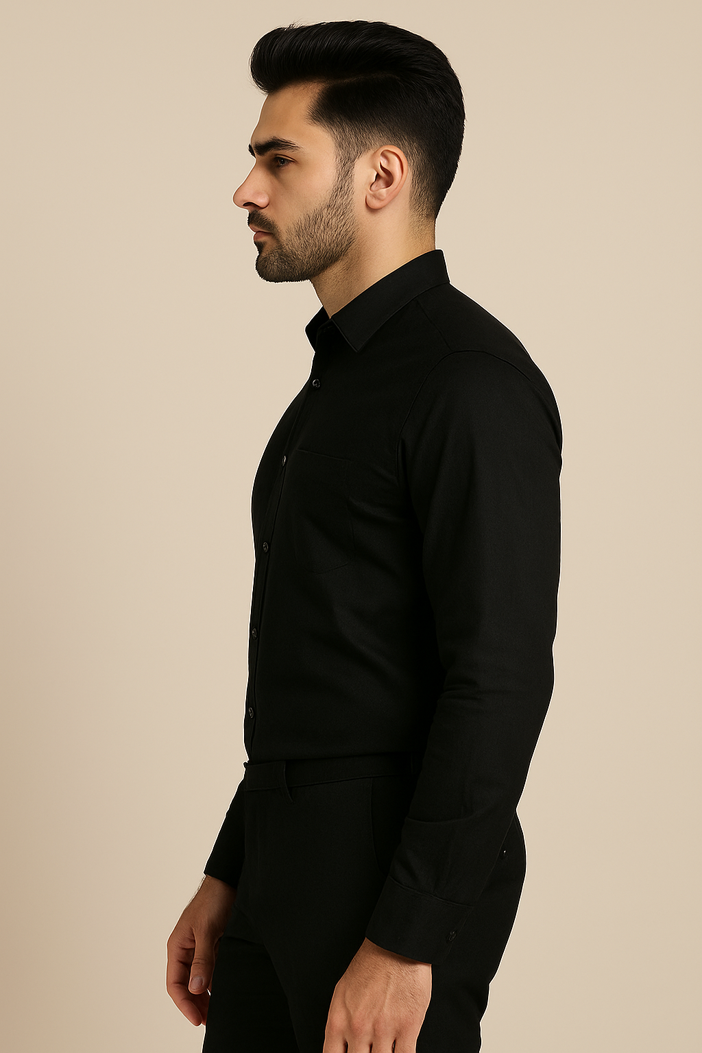 Linen Black Plain Formal Shirt ,Pure Cotton