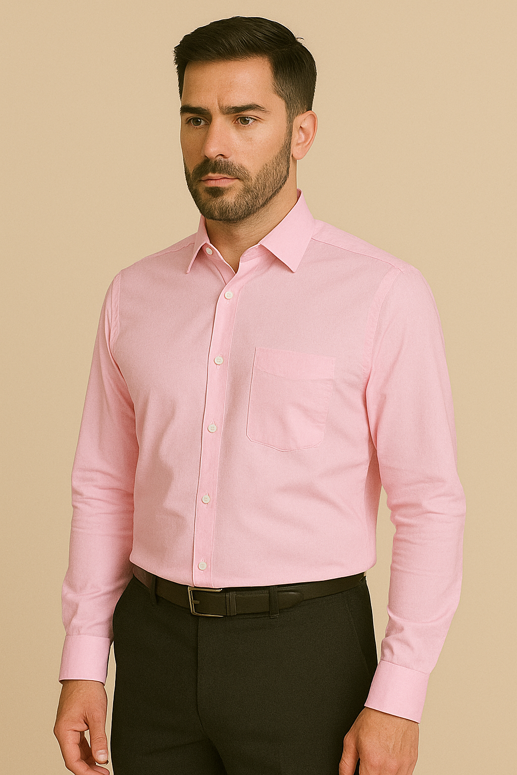 Linen Baby Pink Plain Formal Shirt ,Pure Cotton