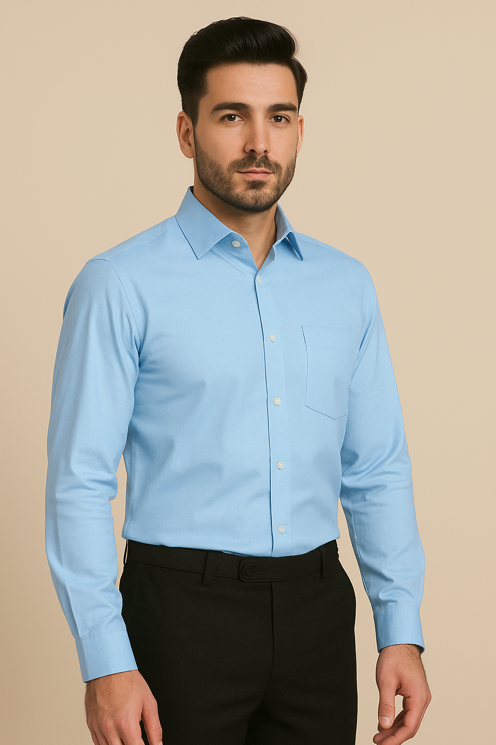 Linen Sky Blue Plain Formal Shirt ,Pure Cotton