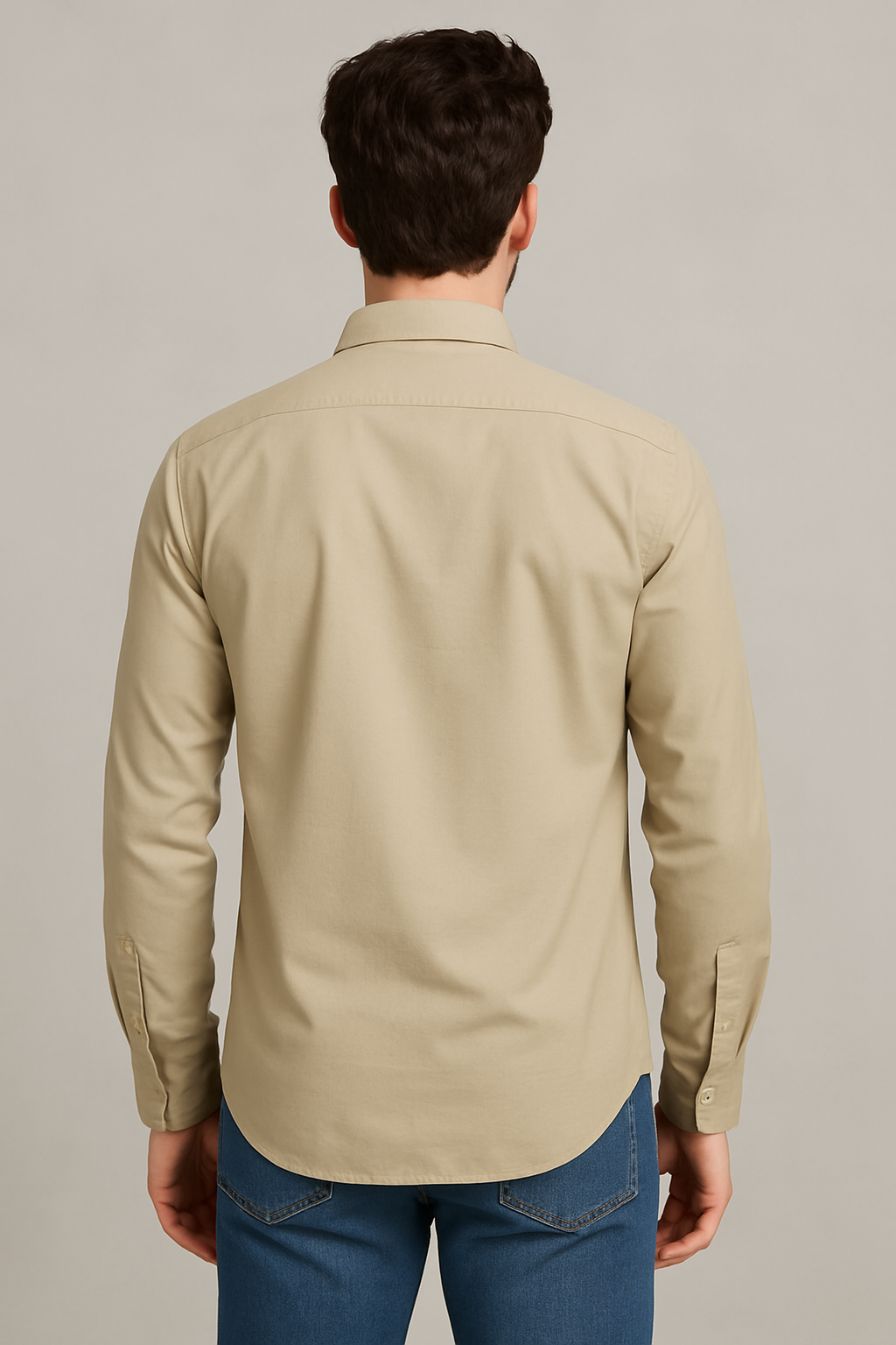 Linen Beige Plain Formal Shirt ,Pure Cotton