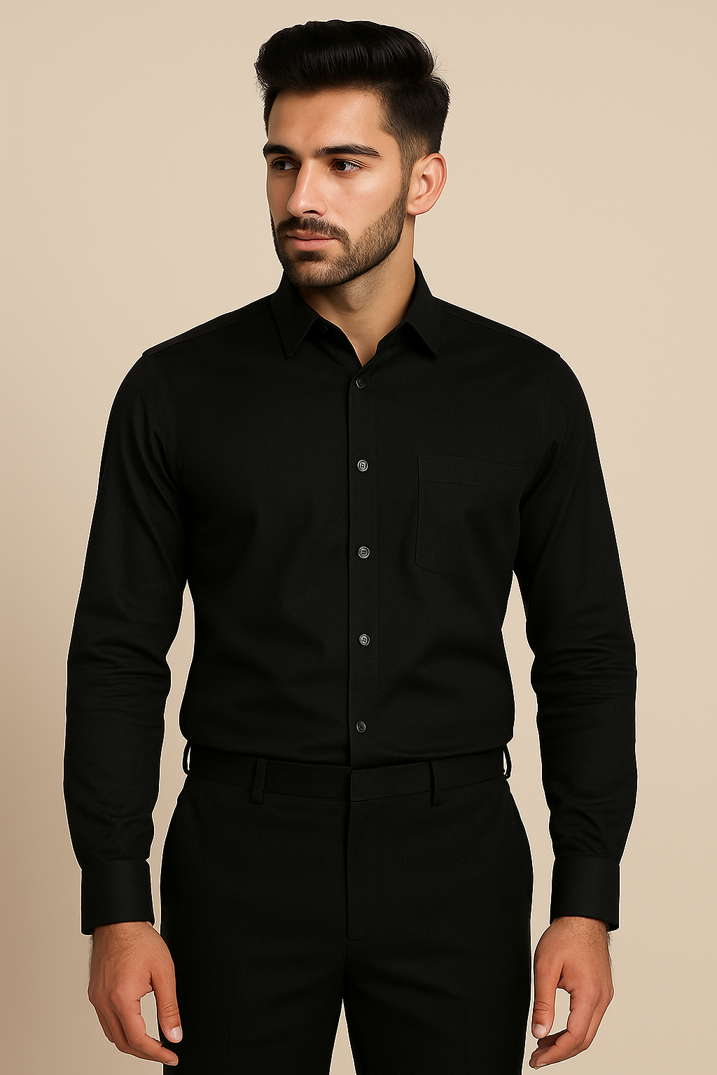 Linen Black Plain Formal Shirt ,Pure Cotton