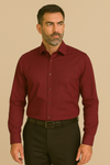 Linen Maroon Plain Formal Shirt ,Pure Cotton