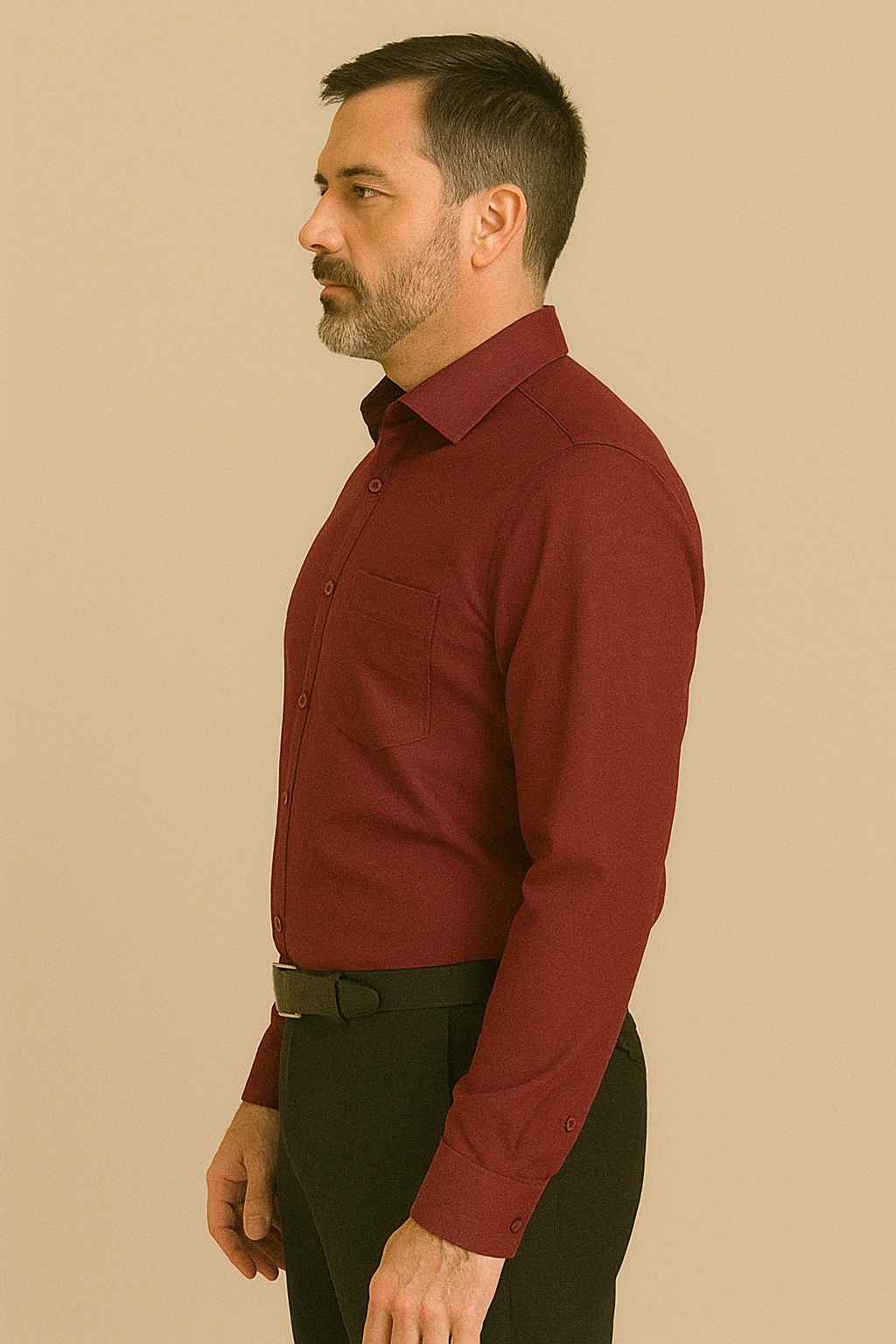 Linen Maroon Plain Formal Shirt ,Pure Cotton
