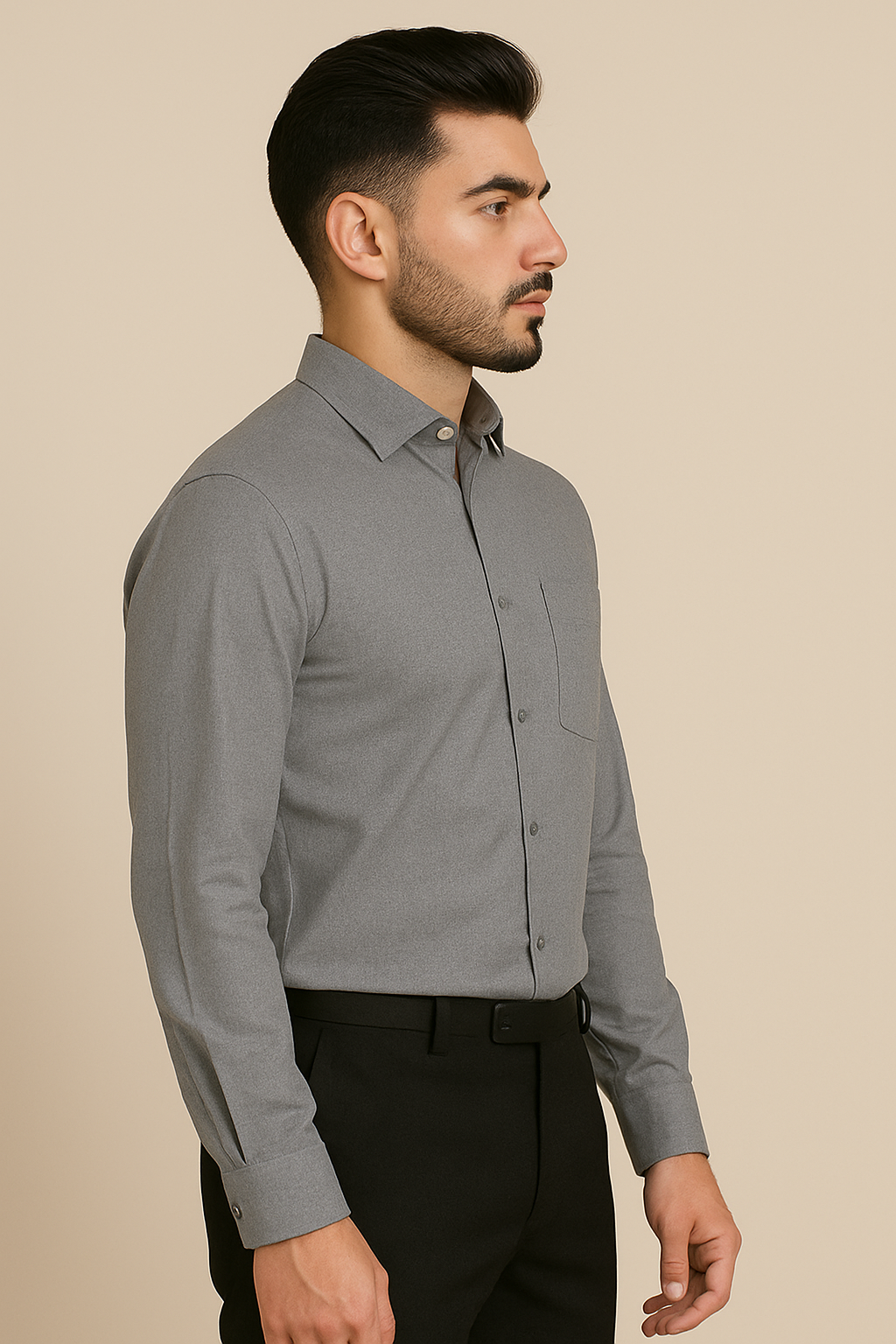 Linen Grey Plain Formal Shirt ,Pure Cotton