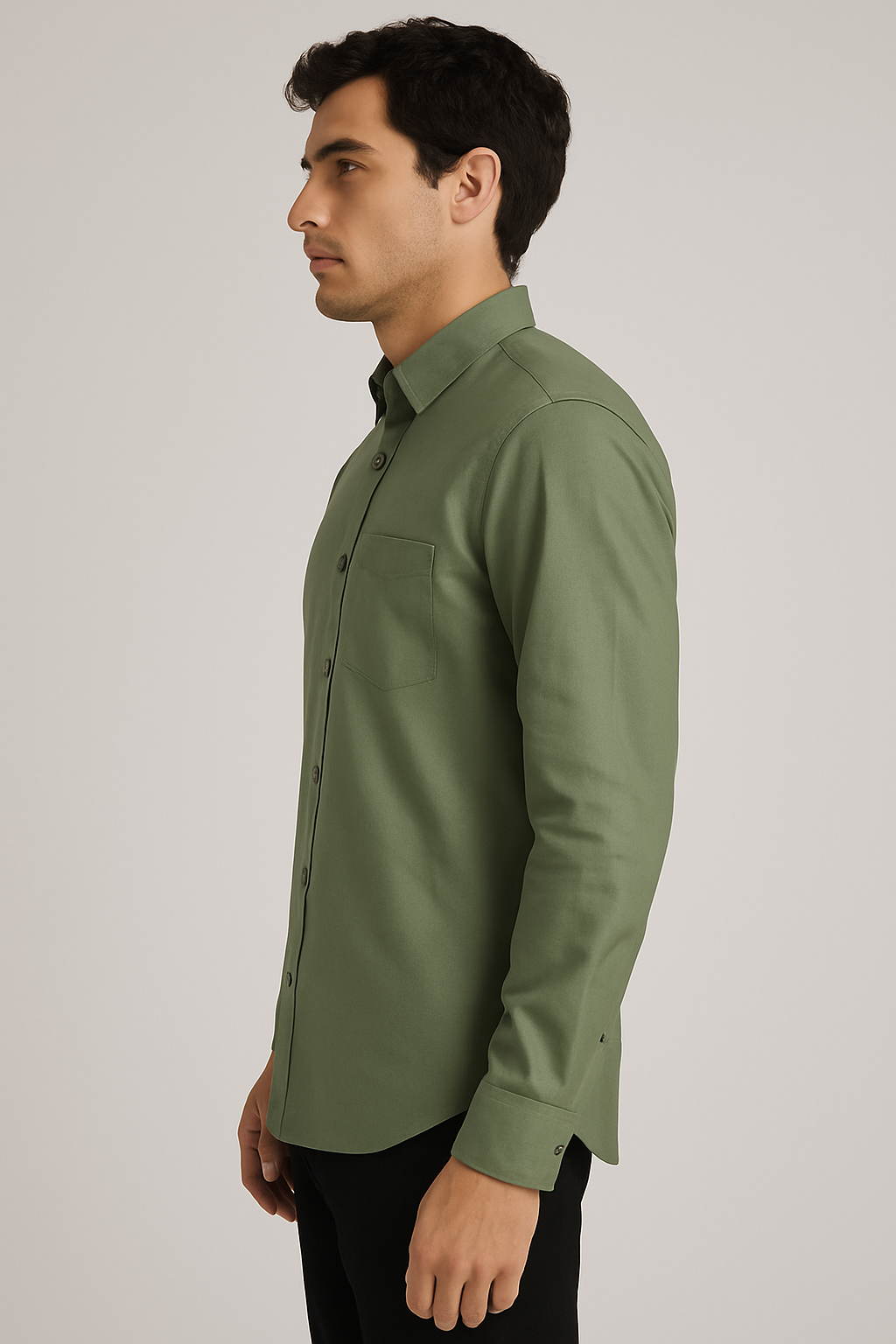 Linen Valvet Green Plain Formal Shirt ,Pure Cotton