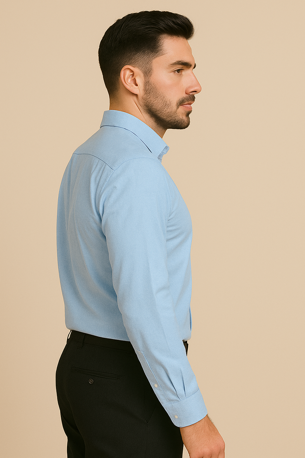 Linen Sky Blue Plain Formal Shirt ,Pure Cotton