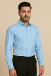 Linen Sky Blue Plain Formal Shirt ,Pure Cotton