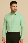 Linen Pista Green Plain Formal Shirt ,Pure Cotton