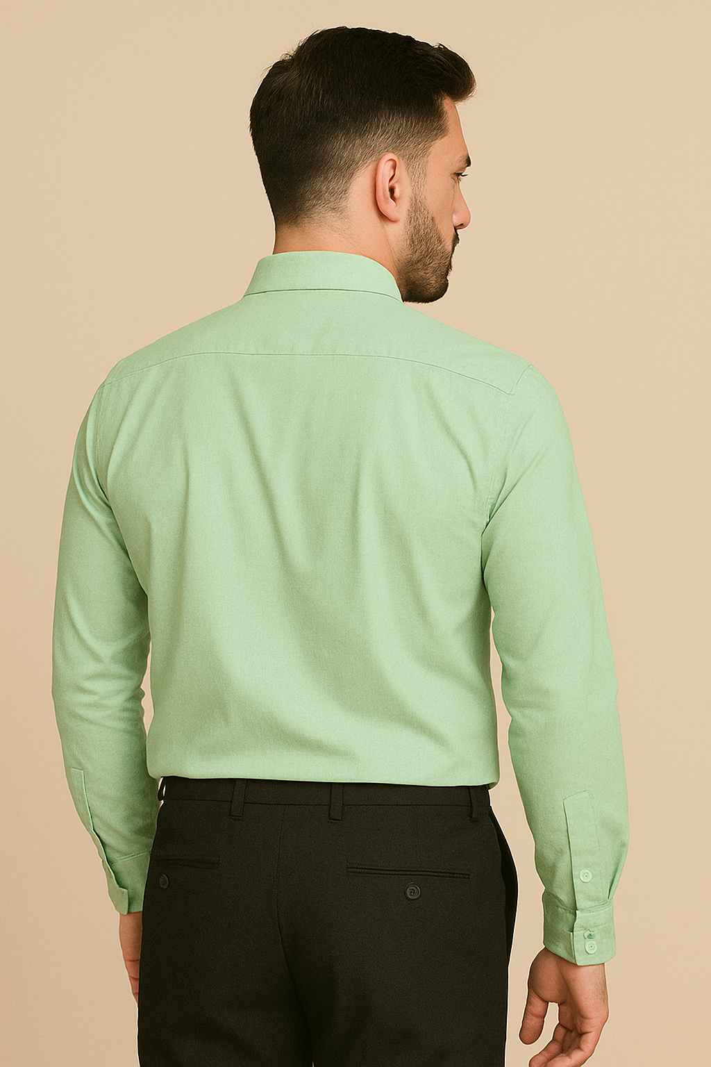 Linen Pista Green Plain Formal Shirt ,Pure Cotton
